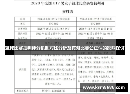 篮球比赛裁判评分机制对比分析及其对比赛公正性的影响探讨 篮球比赛裁判评分机制对比分析及其对比赛公正性的影响探讨